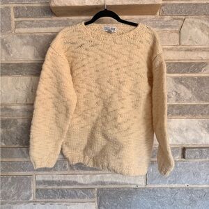 The Lodge Chunky Wool Sweater • 100% Wool • Cream • Size M